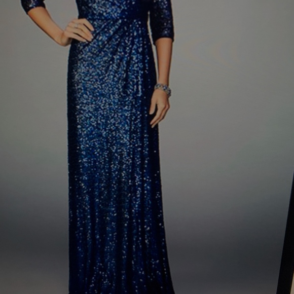 La Femm Blue Sequined Gown size 8 - Picture 1 of 4